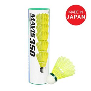 YONEX Mavis 350 Nylon Badminton Shuttlecocks (Yellow, Slow Speed) | Durable Performance