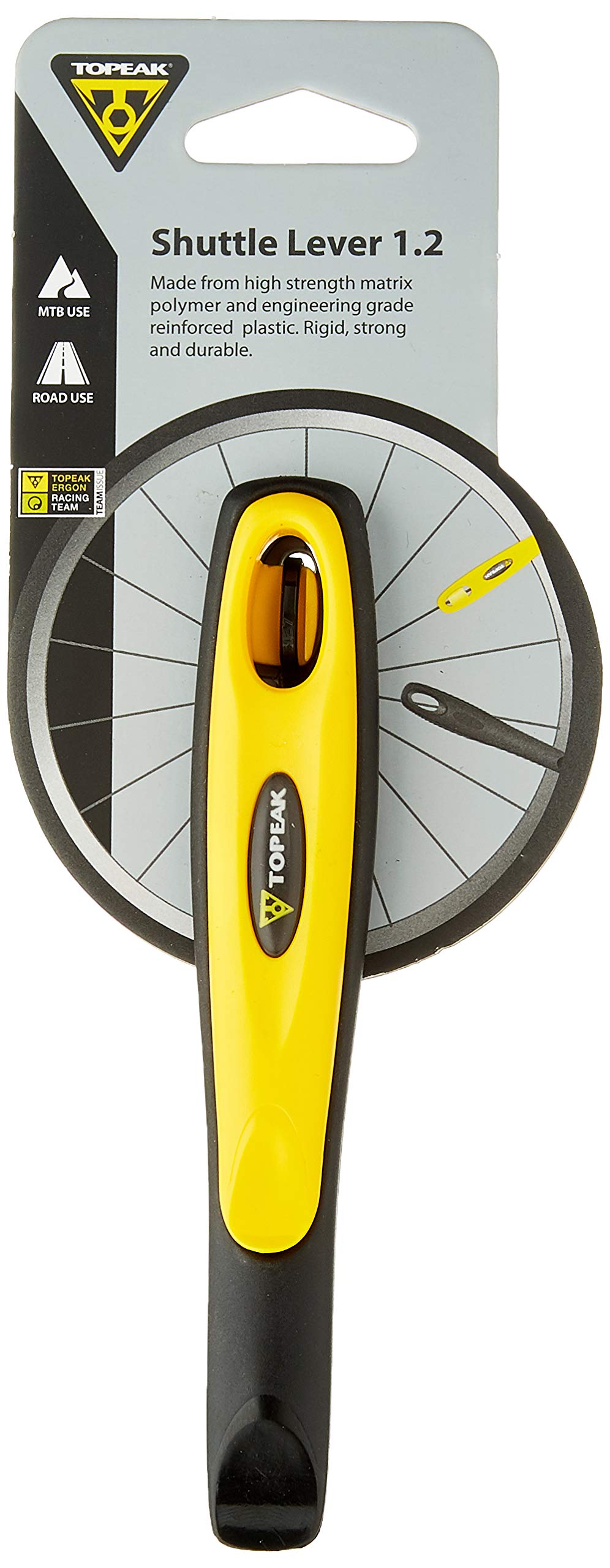 Topeak Shuttle Lever 1.2 Bicycle Tire Lever , Yellow, ﻿L x W x H 15 x 2.6 x 1.65cm / ﻿5.9” x 1.0” x 0.6”