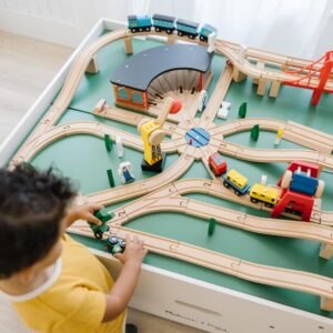 Melissa & Doug Deluxe Wooden Railway Train Set (130+ pcs)