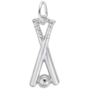 rembrandt charms baseball & bats charm, sterling silver