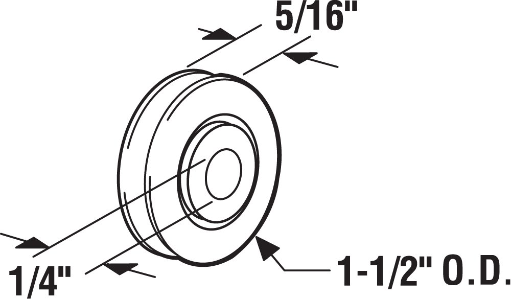 Prime-Line D 1503 1/4 In. Inside Diameter x 1-1/2 In. Outside Diameter Steel Unfinished Sliding Door Ball Bearing Roller (2 Pack)