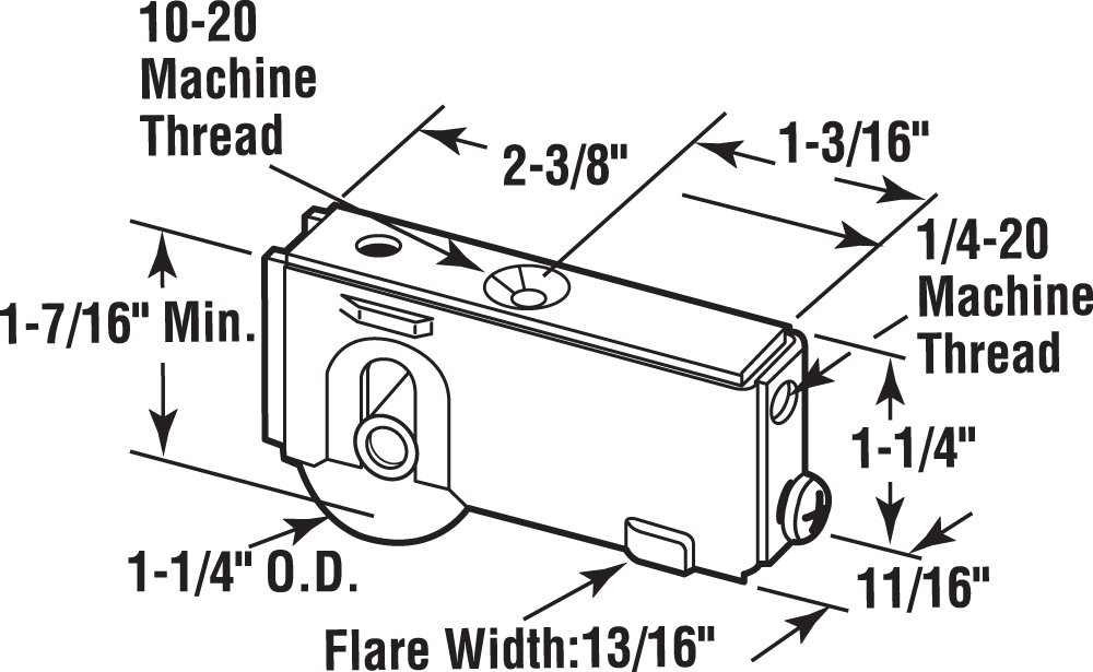 Prime-Line D 1541 1-1/4 In., Steel Roller Assembly with Ball Bearing and Plain Back Housing, for Blomberg (Single Pack)