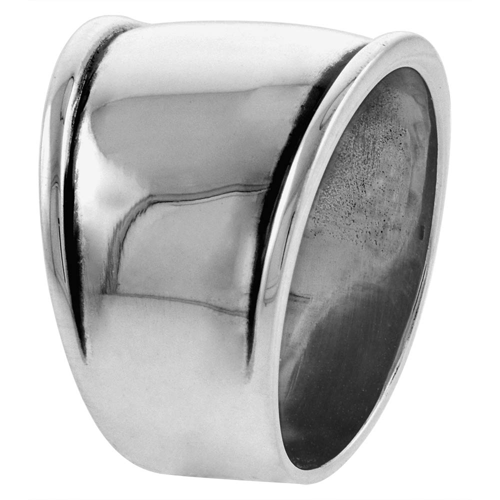 Sterling Silver Dome Cigar Band Ring for Women 7/16 inch wide size 10