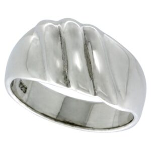 sterling silver scalloped dome ring 7/16 inch wide size 6