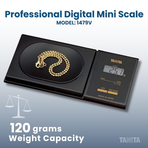 Tanita 1479V Professional Digital Mini Scale - Japan Technology - 120 Grams Capacity - Accurate & Reliable Gold Weighing- with Clear 4-Digit LCD, Low Battery Indicator, Energy Saving, Pocket Size