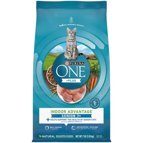 Purina ONE High Protein, Natural Senior Dry Cat Food, Indoor Advantage Senior+ - 7 Lb. Bag