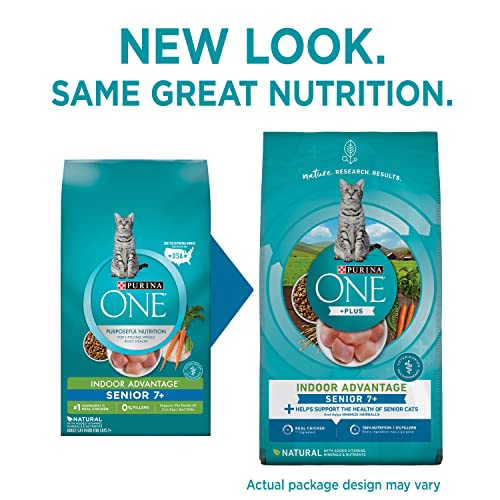 Purina ONE High Protein, Natural Senior Dry Cat Food, Indoor Advantage Senior+ - 7 Lb. Bag