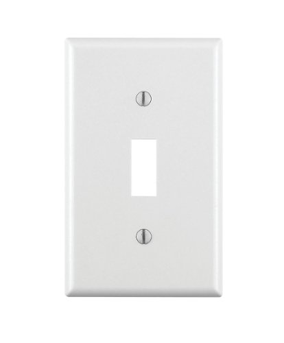 Leviton 88001 1-Gang Toggle Switch Wallplate, Standard Size, Thermoset, Device Mount, White, 1 Pack