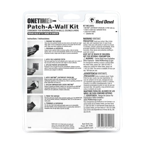 Red Devil 0549 ONETIME Lightweight Spackling Patch-A-Wall Kit, 1/2 Pint