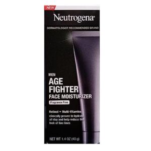 neutrogena age fighter anti-wrinkle retinol moisturizer for men, daily oil-free anti-aging face lotion with retinol, multi-vitamins, and broad spectrum spf 15 sunscreen, 1.4 oz