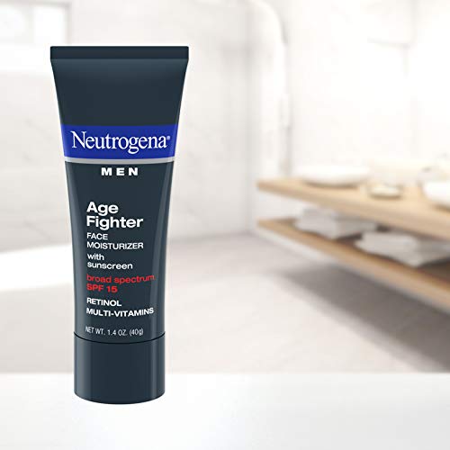 Neutrogena Age Fighter Anti-Wrinkle Retinol Moisturizer for Men, Daily Oil-Free Anti-Aging Face Lotion with Retinol, Multi-Vitamins, and Broad Spectrum SPF 15 Sunscreen, 1.4 oz