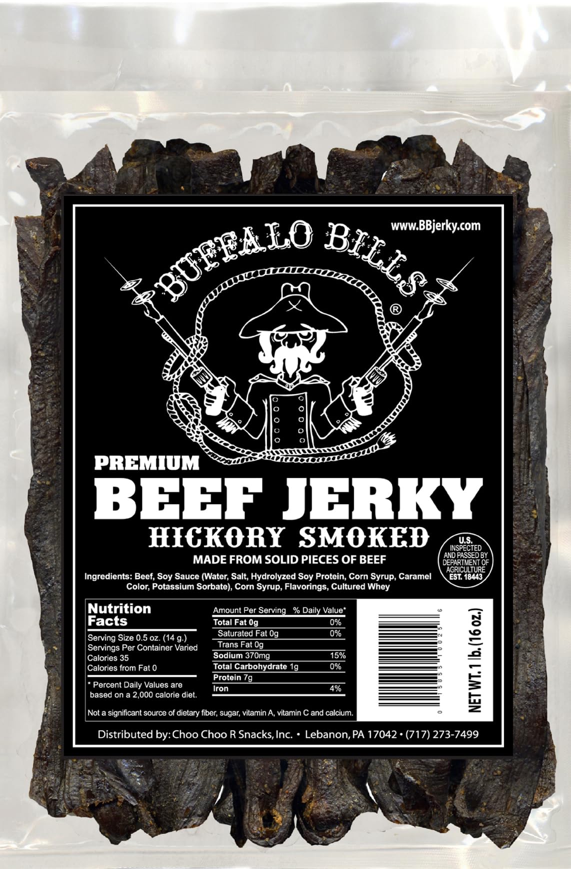 Buffalo Bills 16oz Premium Hickory Beef Jerky Pieces (hickory smoked jerky in random size pieces)