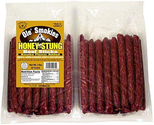 Buffalo Bills 2 lbs Honey Stung 6" Ole' Smokies Saddlebag (50 beef sticks per saddlebag)