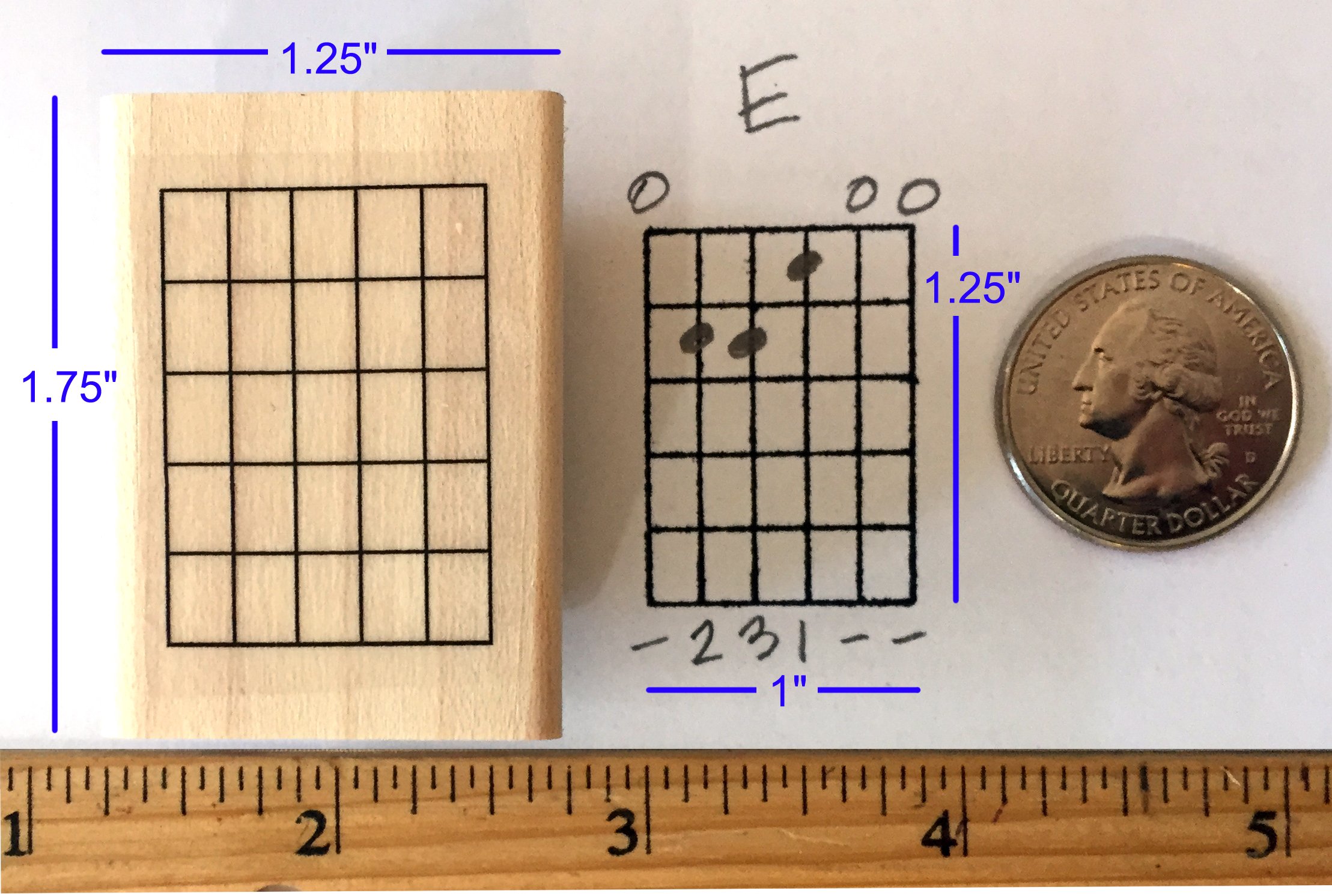 Stampola™ Guitar Chord Stamp (Large) - 5 Fret