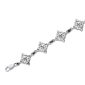 north star celtic knot sterling silver link bracelet, 7"