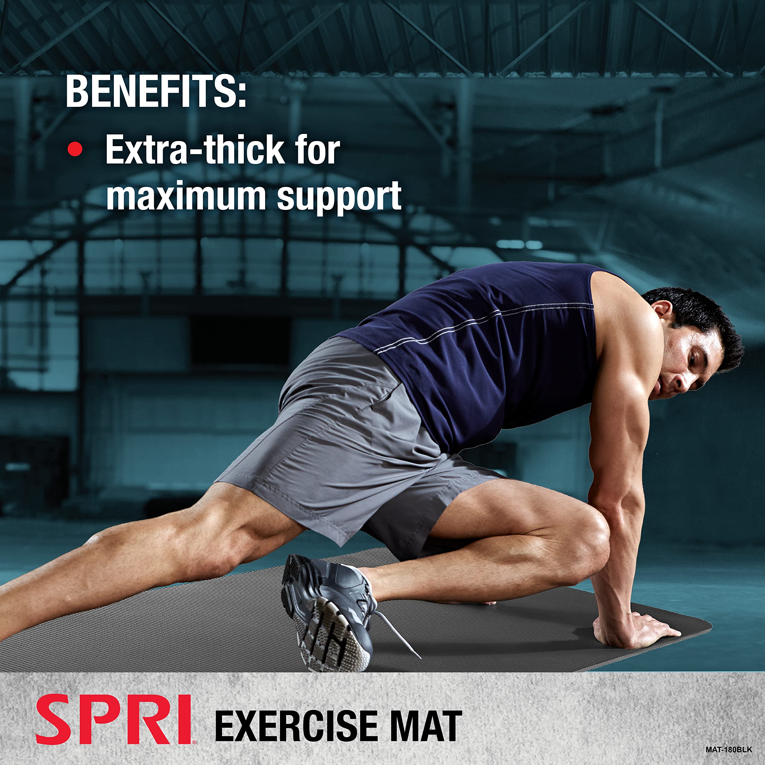 SPRI MAT-BL Exercise Mats (Black, 48"x 20"x 1/2-Inch)