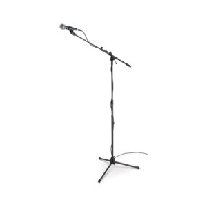 On-Stage MS7701TB Telescoping Euro Boom Mic Stand (Setup for Vocal and Instrument Microphones, Adjustable Height, Angle, and Length, Portable, Folding, Tripod Base, 5/8″-27 Threading, Steel, Black)