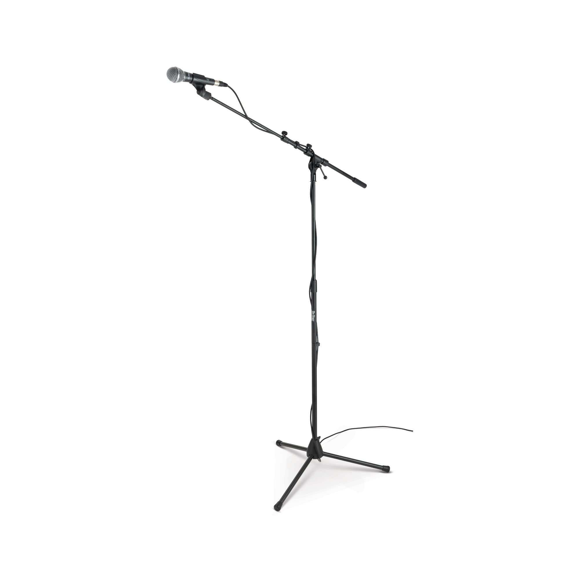 On-Stage MS7701TB Telescoping Euro Boom Mic Stand (Setup for Vocal and Instrument Microphones, Adjustable Height, Angle, and Length, Portable, Folding, Tripod Base, 5/8″-27 Threading, Steel, Black)