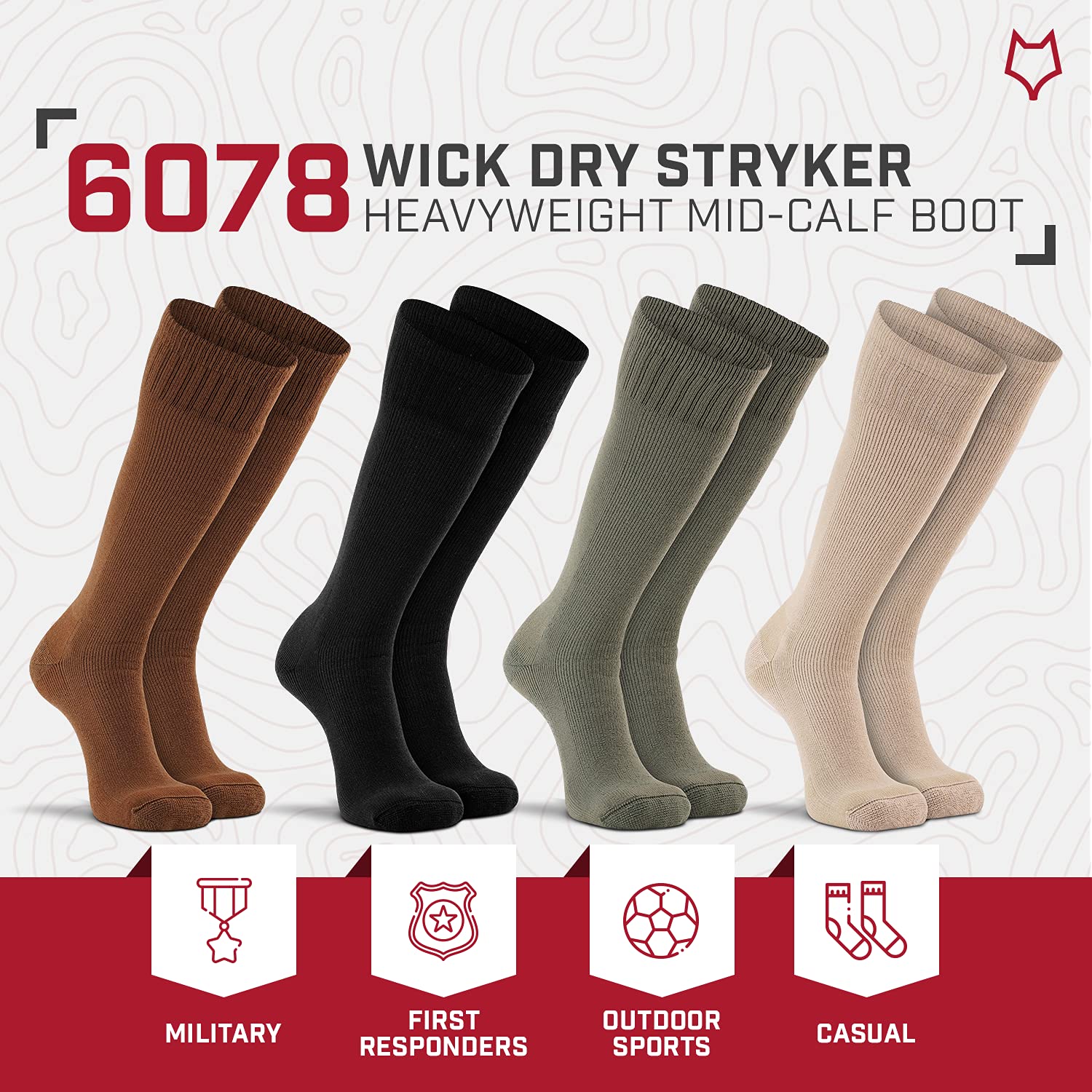 Fox River Standard Stryker Heavyweight Military Mid-Calf Socks, Black, Large