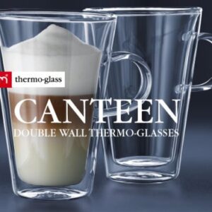 Bodum 13.5 oz Canteen Insulated Glass Mug, Double Wall High Heat Borosilicate Glass, 2 Pack