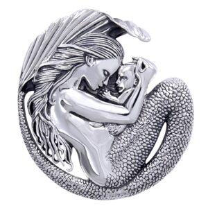 motherhood - mommy mermaid and baby sterling silver pendant