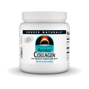 source naturals arthred collagen protein powder - unflavored quick dissolve hydrolyzed peptides - anti aging support for bone, joint & skin health - 9 oz (30 servings)