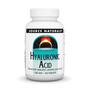 Source Naturals Hyaluronic Acid, Promotes Healthy Joints and Skin*, 100mg - 60 Tablets