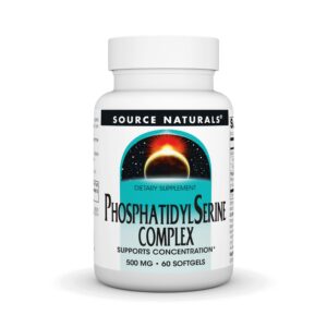 source naturals phosphatidyl serine complex stablilized enzyme supplement 500mg - 100% pure - 60 softgels