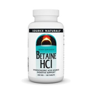 Source Naturals - Betaine HCl Hydrochloric Acid Source 650 mg. - 180 Tablets