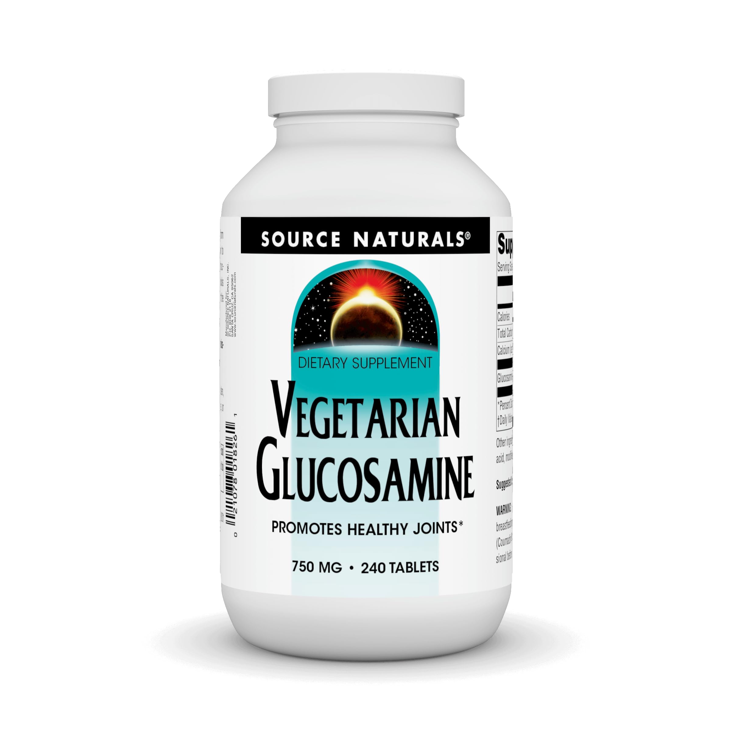 Source Naturals Vegetarian Glucosamine, Promotes Healthy Joints* 750 mg Tablet - 240 Count