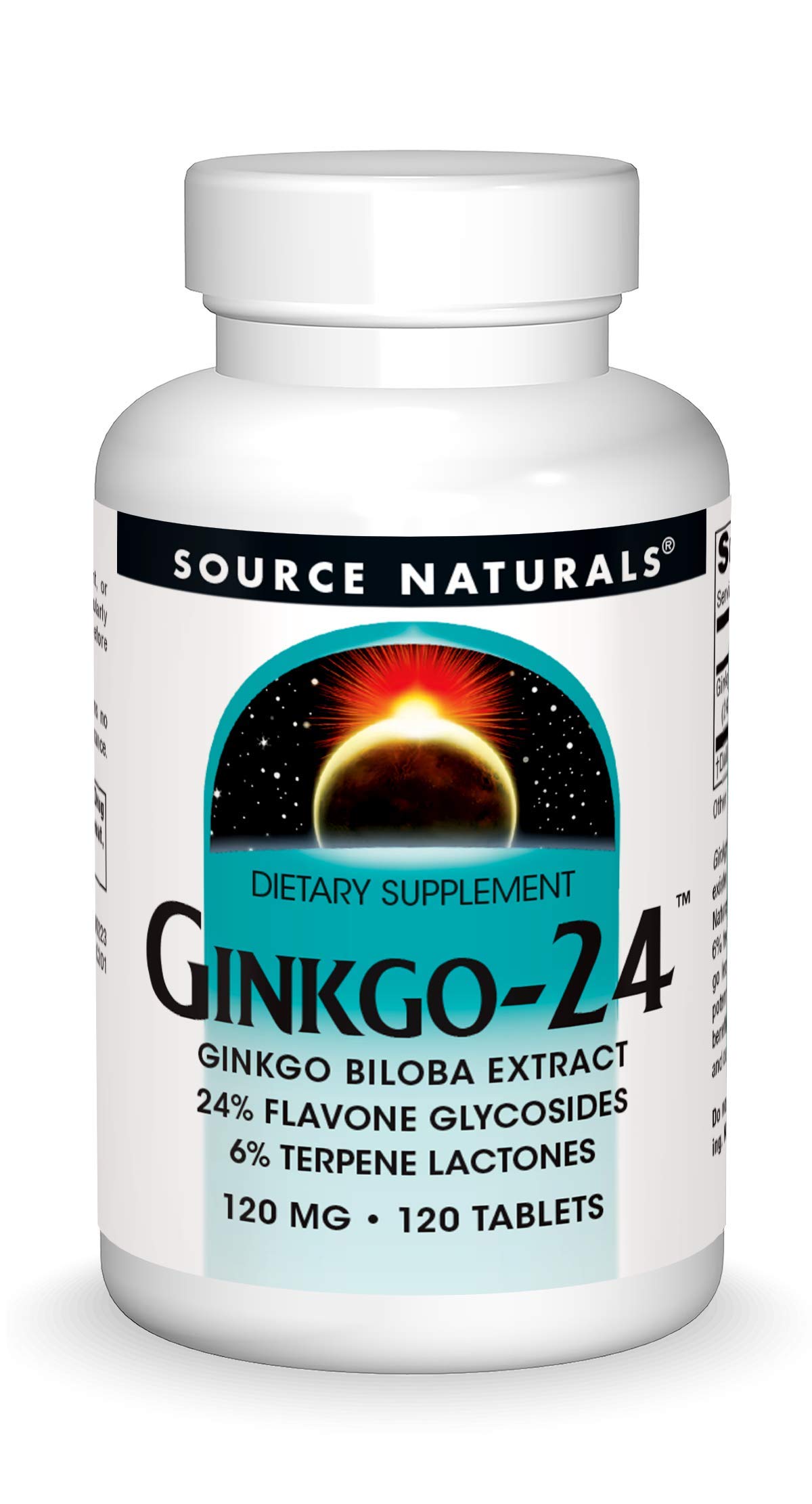 Source Naturals Ginkgo-24 - Ginkgo Biloba Extract 120 mg Supports Mental Acuity - 120 Tablets