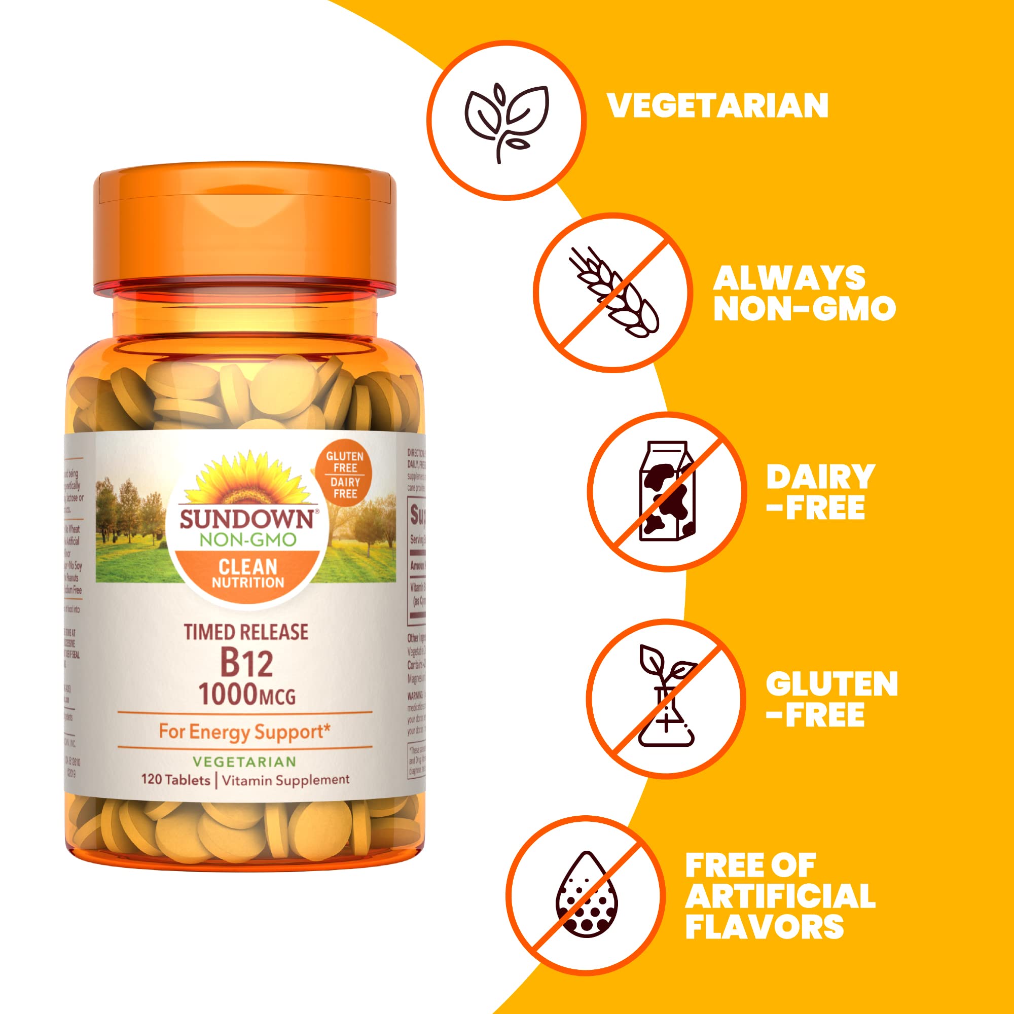 Sundown Timed Release Vitamin B12 1000 mcg, Supports Nervous System And Cellular Energy Health, 120 Tablets