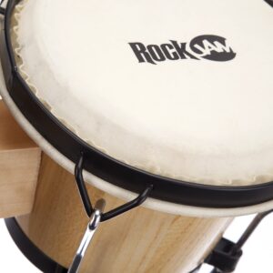 RockJam 7" and 8" Bongo Drum Set with Padded Bag and Tuning Key, Natural