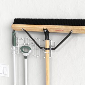 ClosetMaid 3462 Broom & Mop Holder for Wall Or Door Mount, Durable White Metal Steel, 16