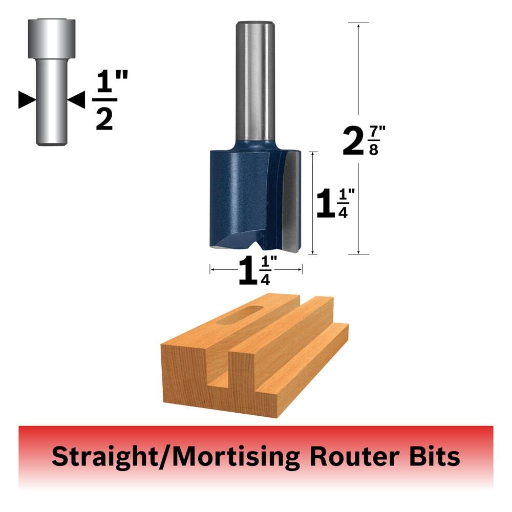 BOSCH 85466M 1-1/4 In. x 1-1/4 In. Carbide Tipped 2-Flute Straight Bit