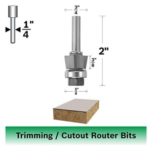 BOSCH 85422M 3/4-Inch Diameter 3/8-Inch Cut Triple Flute Laminate 9 Degree Trim Router Bit 1/4-Inch Shank With 5/8-Inch Ball Bearing