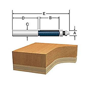 BOSCH 85601MC 1/2 In. x 1-1/2 In. Carbide-Tipped Double-Flute Template Trim Router Bit