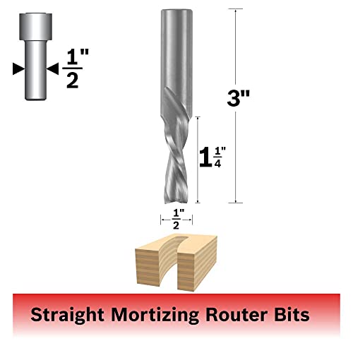 BOSCH 85906M 1/2 In. x 1-1/4 In. Solid Carbide 2-Flute Downcut Spiral Bit