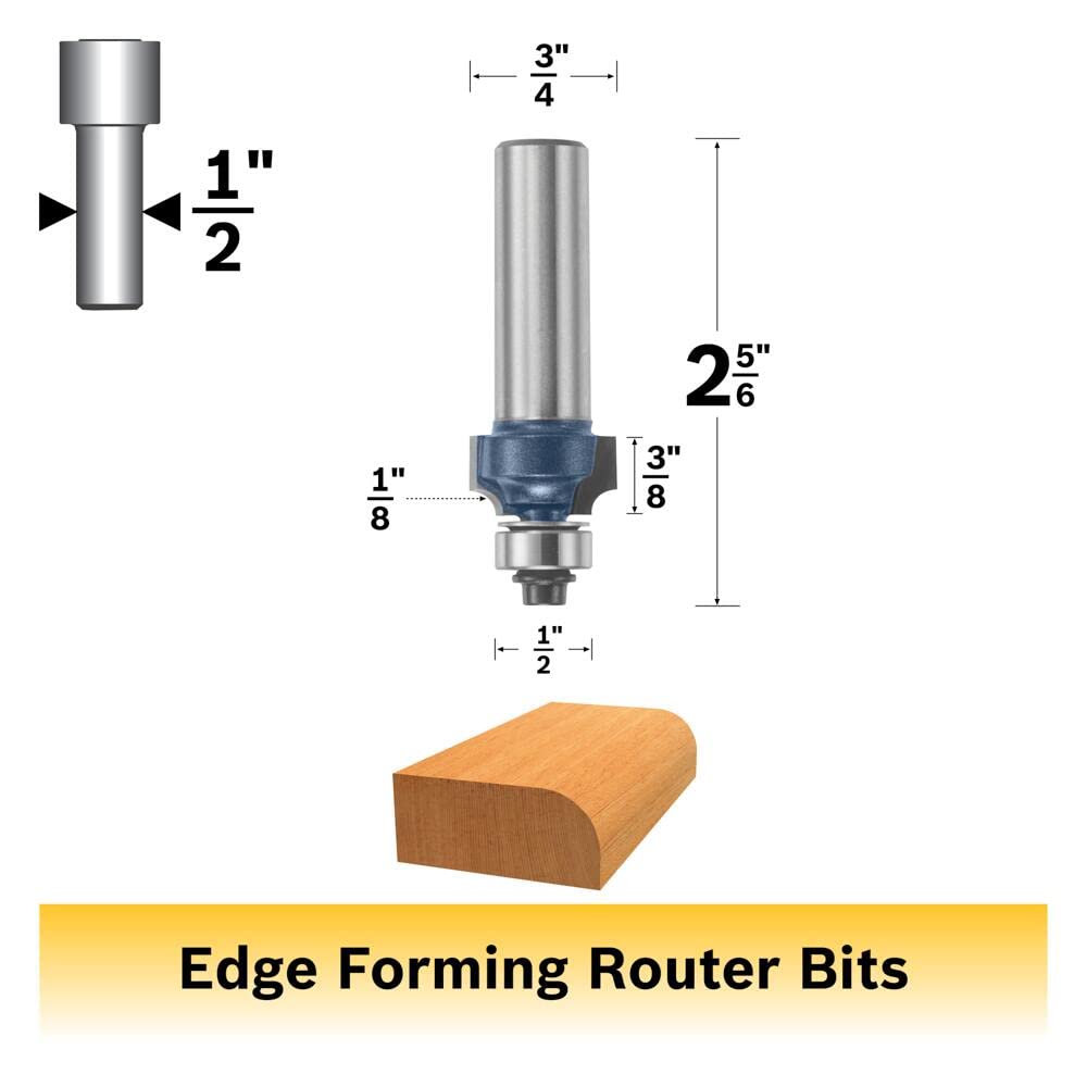 BOSCH 85588M 1/8 In. x 3/8 In. Carbide Tipped Roundover Bit