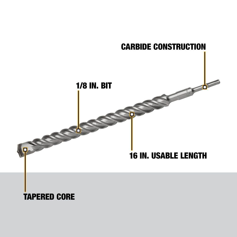 DEWALT SDS+ Hammer Bit, Rock Carbide, 1-1/8-Inch x 16-Inch x 18-Inch (DW5469)