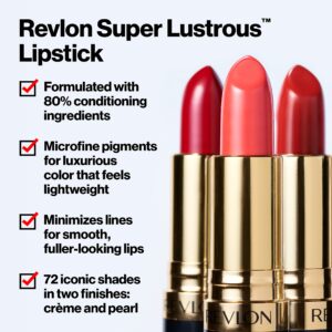 REVLON Lipstick, Super Lustrous Lipstick, Creamy Formula For Soft, Fuller-Looking Lips, Moisturized Feel in Berries, Teak Rose (445) 0.15 oz