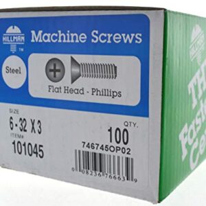 The Hillman Group 101045 6-32-Inch x 3-Inch Flat Head Phillips Machine Screw, 100-Pack