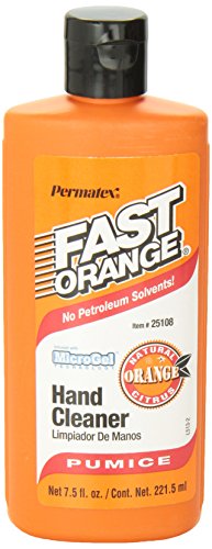 Fast Orange 25108 Pumice Lotion, Heavy Duty Hand Cleaner, Natural Citrus Scent, Waterless Cleaner For Mechanics, Strong Grease Fighter, 7.5 oz