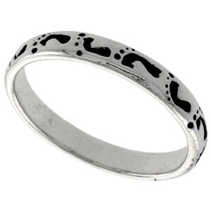 sterling silver footprints in the sand stackable ring 1/8 inch size 9