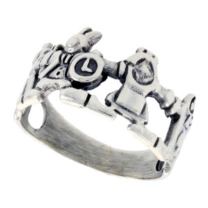 sterling silver alice in wonderland ring 3/8 inch wide size 10