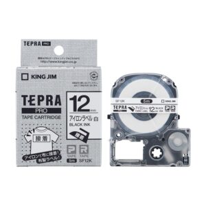 king jim sf12k tepra pro tape cartridge, iron label, 0.5 inches (12 mm), white/black character, 16.4 ft (5 m)