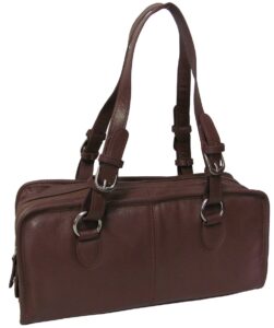 classy belt stitched leather satchel (#1828-2) (brown)