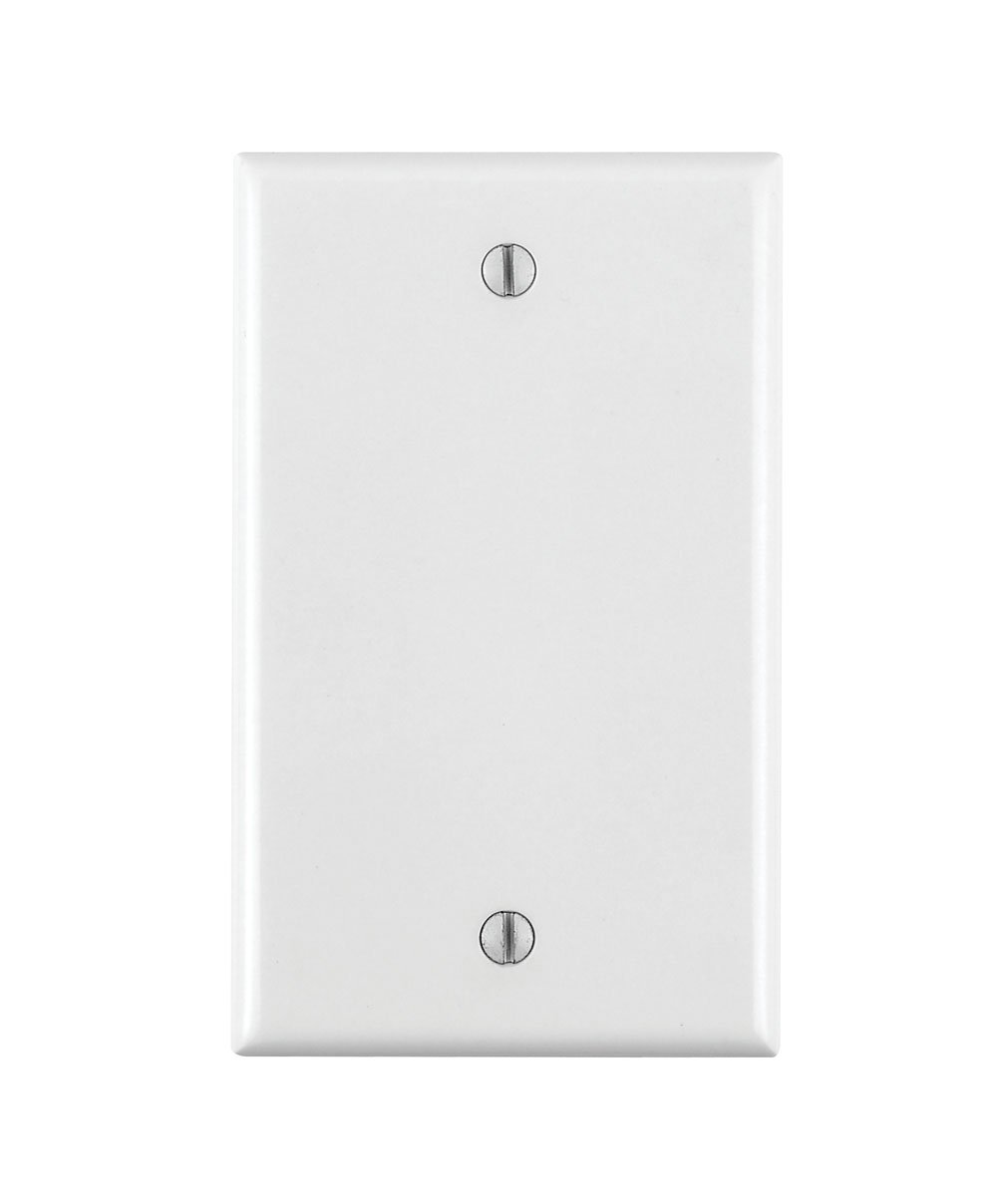 Leviton 80714-W 1-Gang No Device Blank Wallplate, Standard Size, Thermoplastic Nylon, Box Mount, White