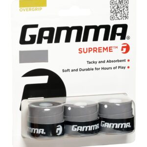 GAMMA Sports Supreme Overgrip for Tennis, Pickleball, Squash, Badminton, and Racquetball Racquets, 3-Pack, Grey