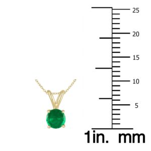 SZUL 4mm Round Emerald Pendant in 14k Yellow Gold